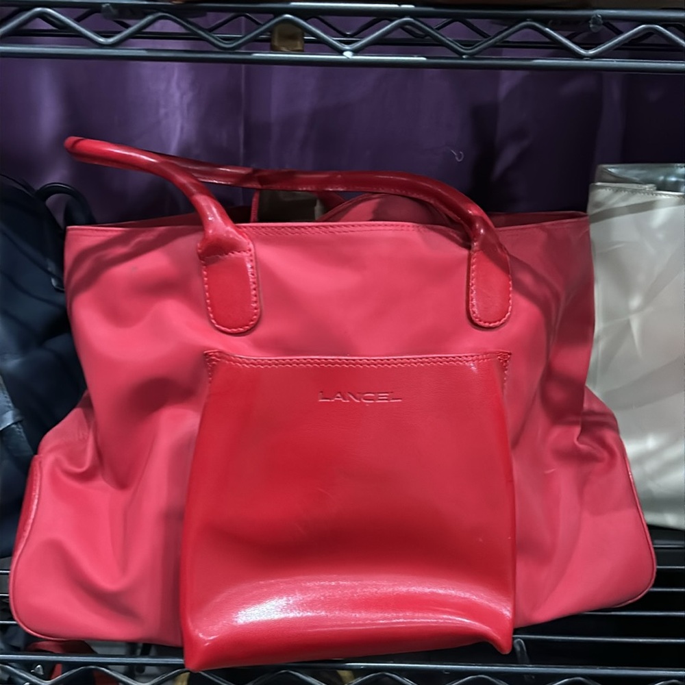 Extra large Lancel Red Women's Tote Bag 18X‎ 11